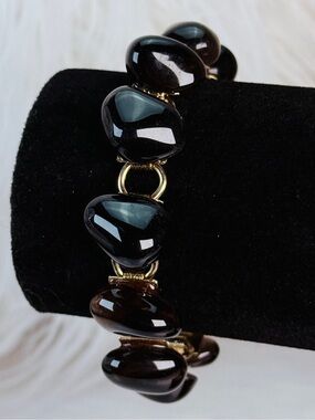 Vintage aged, goldtone, smoky quartz bracelet